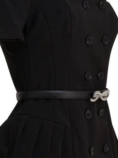 Self-portrait Double-breasted Short-sleeves Mini Dress In Black
