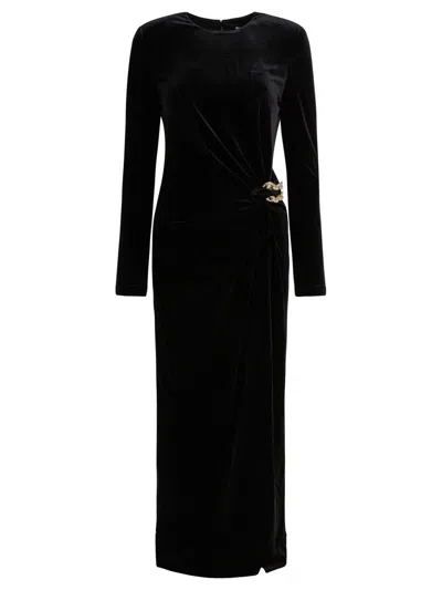 Self-portrait Black Velvet Embellished Midi Dress Clothing In Black