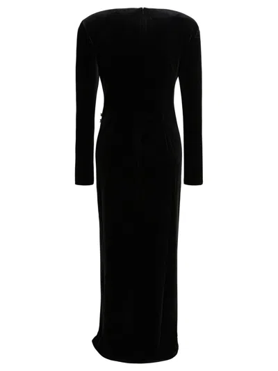 Self-portrait Black Velvet Embellished Midi Dress Clothing In Black