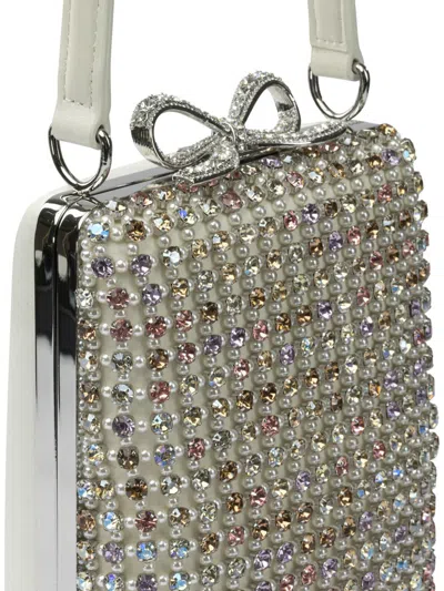 Self-portrait Mini Multi Crystal Hand Bag Handbags Silver In Silver