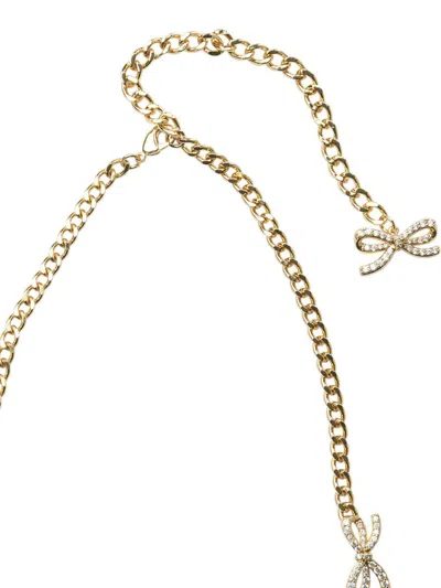 Self-portrait Necklace With Bows With Crystals Jewels Gold In Gold