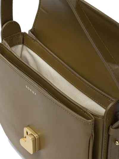 Soeur Crossbody Bag Adjustable Strap Leather Finish In Green