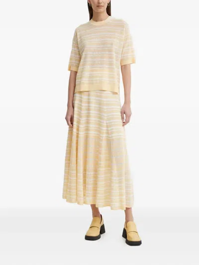 Aeron Striped Midi Skirt In Neutral