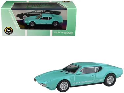 Paragon 1972 De Tomaso Pantera Verde Aqua 1/64 Diecast Model Car By  Models In Blue