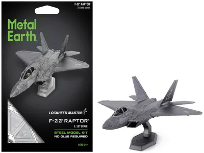 Metal Earth Model Kit Lockheed Martin F-22 Raptor Stealth Aircraft "united States Air Force" (moderate Difficult In Gray