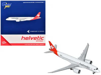 Geminijets Embraer E190-e2 Commercial Aircraft "helvetic Airways" (hb-azc) White With Red Tail 1/400 Diecast Mo In White