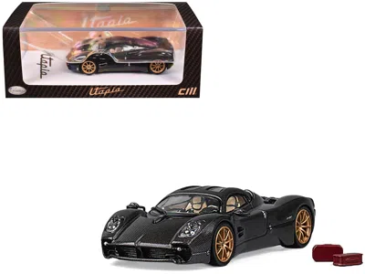 Cm Models Pagani Utopia Full Carbon With Gold Wheels 1/64 Diecast Model Car By Cm Model In Black