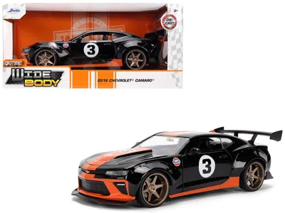Jada 2016 Chevrolet Camaro #3 "gulf Oil" Black With Orange Stripe "wide Body" Series 1/24 Diecast Model C In Black