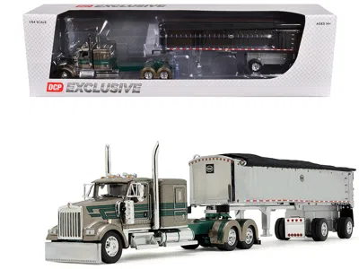 First Gear Kenworth W900l With 60" Flat Top Sleeper And Mac Coal End Dump Trailer "d & D Hauling & Excavating"  In Gray