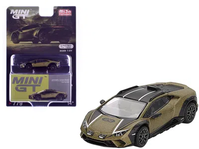 Mini Gt Lamborghini Huracan Sterrato Verde Gea Matt Green Metallic With Black Tio And White Stripes Limited  In Multi
