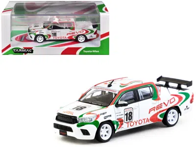 Tarmac Works Toyota Hilux Pickup Truck Rhd (right Hand Drive) #18 White With Red And Green Graphics "hobby64" Ser In Multi