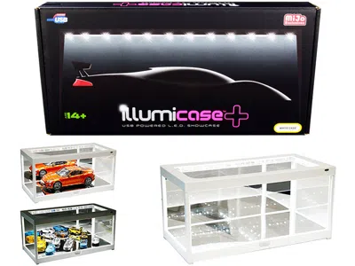 Illumibox White Collectible Display Show Case Illumicase+ With Led Lights And Mirror Base And Back For 1/64 1/ In Black