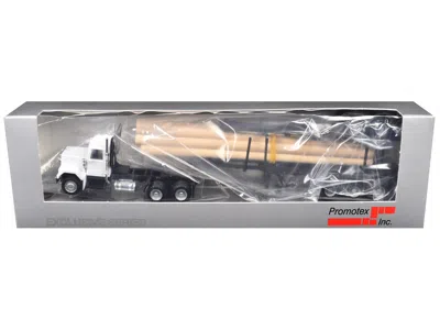 Promotex Gmc Super B Log Truck And Trailer White With Log Accessories 1/87 (ho) Plastic Model Car By  In Multi