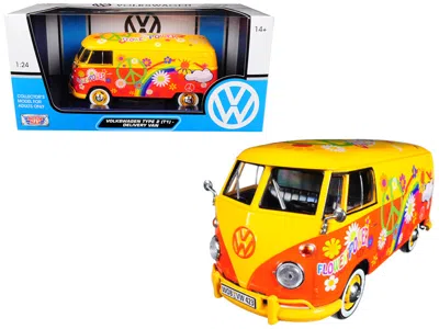 Motormax Volkswagen Type 2 (t1) Delivery Van Flower Power 1/24 Diecast Car Model By  In Multi