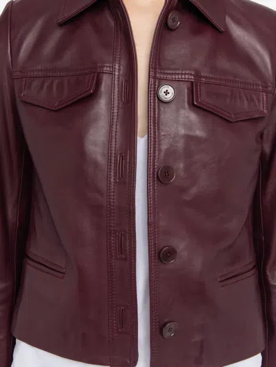 Zadig & Voltaire Button-fastening Flap-pocket Leather Jacket In Red