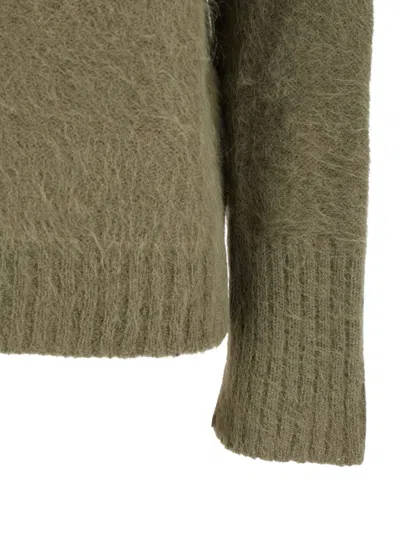 Antonelli Adriano Green Sweater With Brushed-effect In Wool Blend Woman In Green