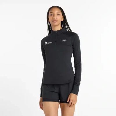 New Balance Women's Nyc Marathon Athletics Heat Grid 1/2 Zip In Black