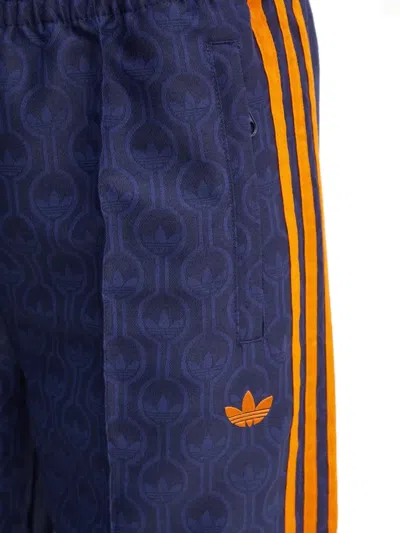 Adidas Originals Stripe-detail Patterned Trousers In Blue