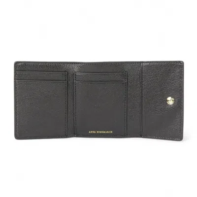 Pre-owned Anya Hindmarch Black Leather Wallet (tri-fold) ()