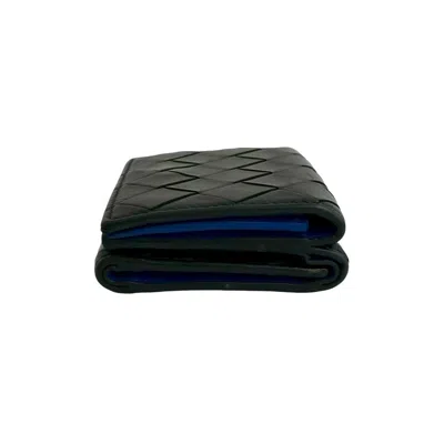 Pre-owned Bottega Veneta Black Blue Leather Wallet (tri-fold) () In Multi