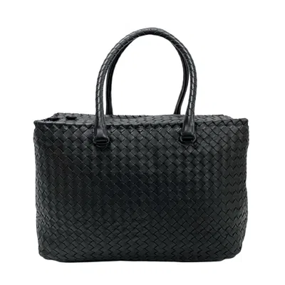 Pre-owned Bottega Veneta Black Leather Boston Bag Handbag Tote Bag ()