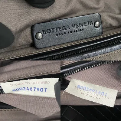 Pre-owned Bottega Veneta Black Leather Canvas Handbag Tote Bag ()