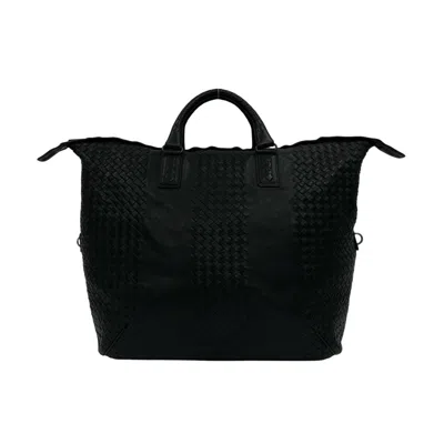 Pre-owned Bottega Veneta Black Leather Boston Bag Handbag ()