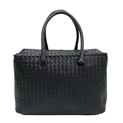 Pre-owned Bottega Veneta Black Leather Boston Bag Handbag Tote Bag ()