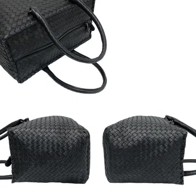 Pre-owned Bottega Veneta Black Leather Boston Bag Handbag Tote Bag ()