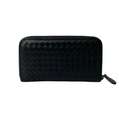 Pre-owned Bottega Veneta Black Leather Long Wallet (bi-fold) ()