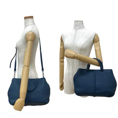 Pre-owned Bottega Veneta Navy Leather Handbag Shoulder Bag ()