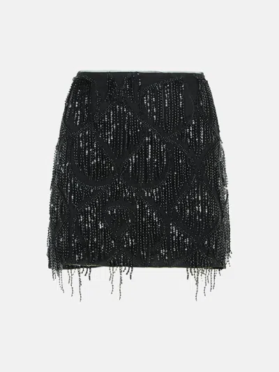 Rotate Birger Christensen 'tula' Black Polyester Miniskirt In Black