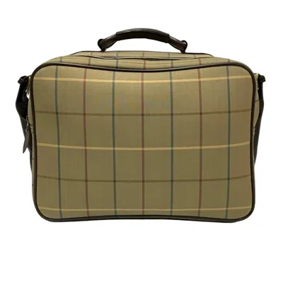 Pre-owned Burberry Brown Khaki Canvas Leather Boston Bag Shoulder Bag ()