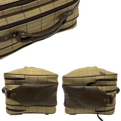 Pre-owned Burberry Brown Khaki Canvas Leather Boston Bag Shoulder Bag ()