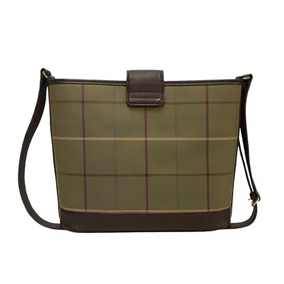 Pre-owned Burberry Brown Khaki Canvas Leather Shoulder Bag ()