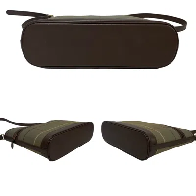 Pre-owned Burberry Brown Khaki Canvas Leather Shoulder Bag ()