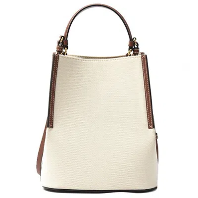 Pre-owned Burberry Brown White Cotton Leather Handbag Shoulder Bag ()