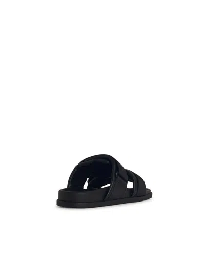 Moncler Logo-jacquard Rubber Sliders In Black