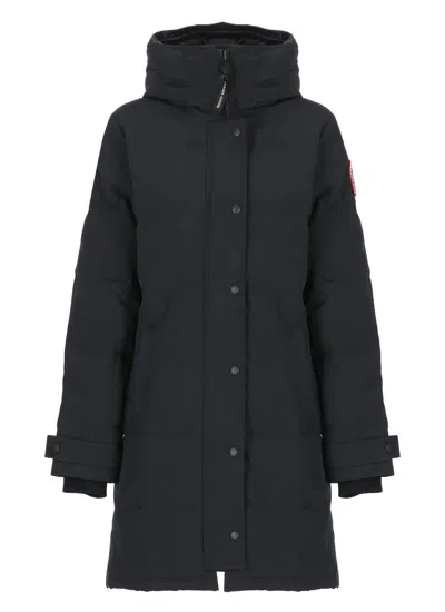 Canada Goose Long Sleeve Padded Quilted Coat With Cuffs In Black
