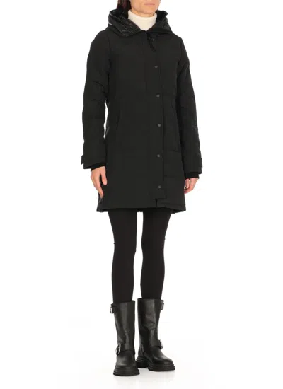 Canada Goose Long Sleeve Padded Quilted Coat With Cuffs In Black