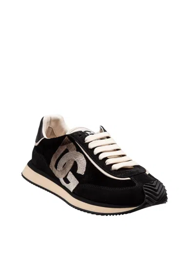 Dolce & Gabbana Velvet And Suede Sneakers In Multi