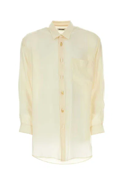Magliano Viscose Shirt Pocket Collar Sleeves Fabric In Neutral