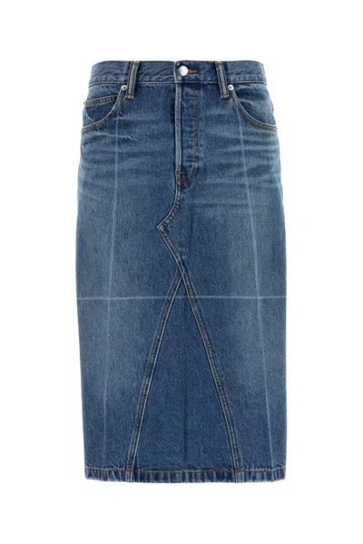 Alexander Wang Denim Midi Skirt In Blue