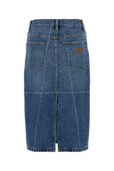 Alexander Wang Denim Midi Skirt In Blue