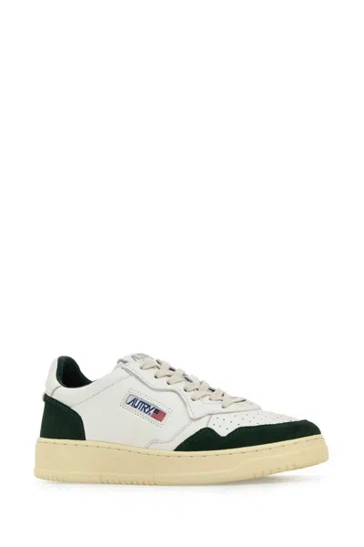 Autry Medalist Low White Leather And Suede Bottle Sneakers In Neutral