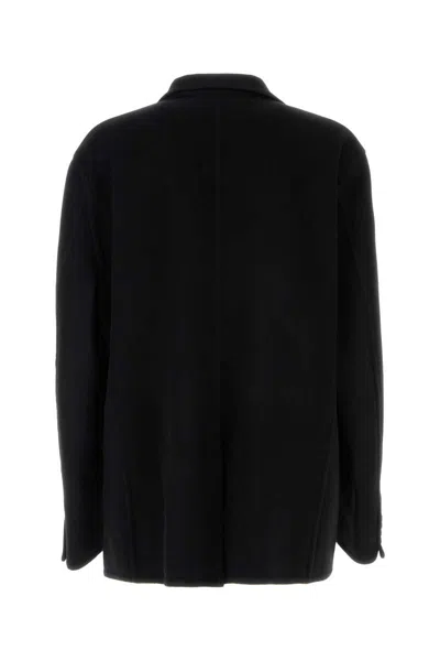 Balenciaga Flannel Blazer With Notch Lapel And Pockets In Black