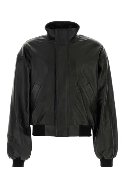 Balenciaga Wool Bomber Jacket High Collar In Black
