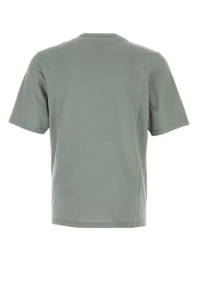 Saint Laurent Grey T-shirt With Round Neck And Logo Lettering Embroidery On The Front In Cotton Man In Gray