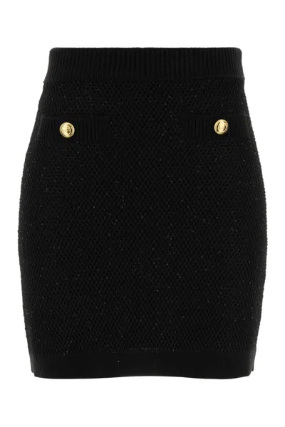 Elisabetta Franchi Gonna In Maglia Con Paillettes Nera In Black
