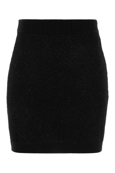 Elisabetta Franchi Gonna In Maglia Con Paillettes Nera In Black